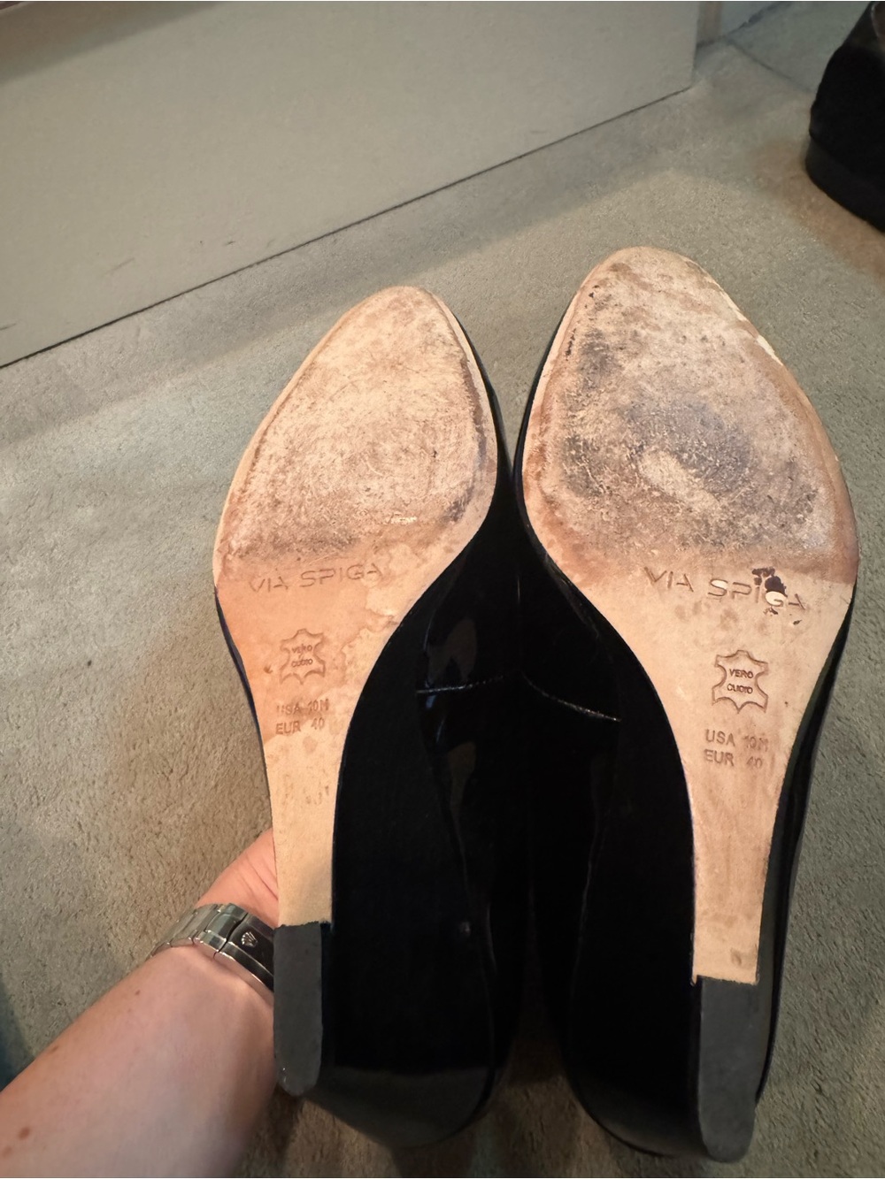 Via Spiga Black Patent Pointed Toe Pumps - Picture 4 of 4